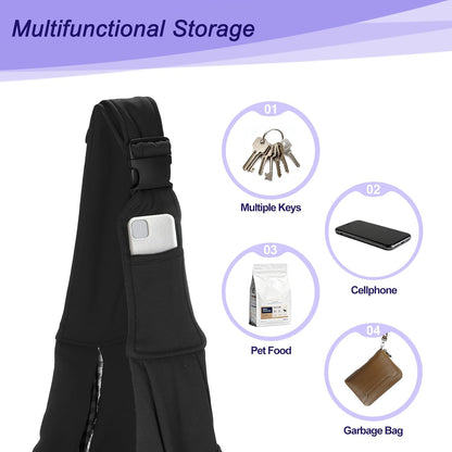 Dog and Cat Sling Carrier Up to 16.5 Lbs, Hand-Free Reversible Pet Sling Carrier with Adjustable Strap and Pocket, (Black, 1 Pcs) Intended for Hiking/Camping/Traveling