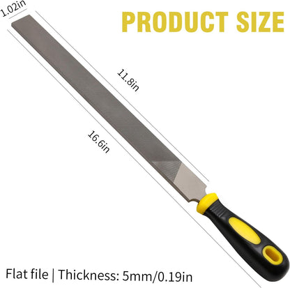 T12 High Carbon Steel 40cm Flat File with Handle, 12-Inch Flat File, Hoof Rasp