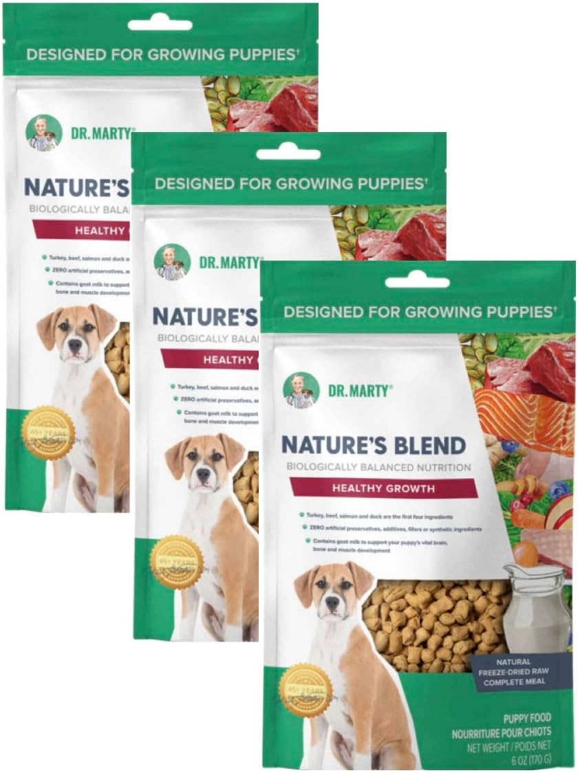 Dr. Marty Nature's Blend for Puppies Freeze Dried Raw Dog Food, 6 oz (3 Pack)