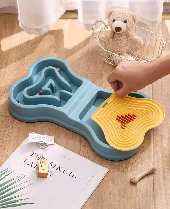 1 pcs Bone Shaped Dual-Purpose Slow Food Dispenser Bowl Anti Bulging Dispenser Suction Cup Suitable for Indoor and Outdoor Pet Feeding of All Breeds