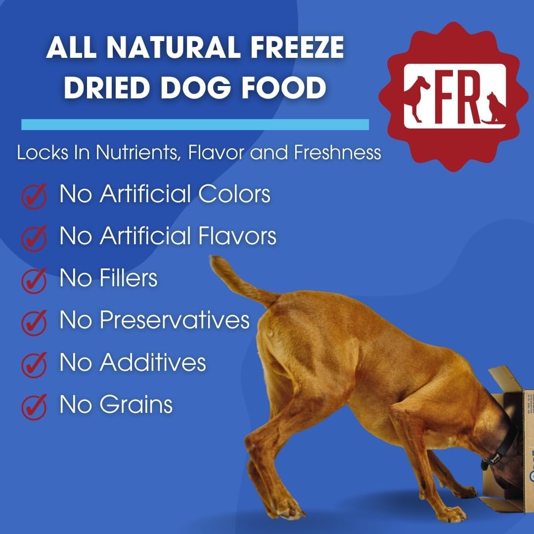 Freeze-Dried Raw Dog Food – Duck and Beef – High Protein, Grain-Free, No Fillers or Additives, Meal Mixer or Topper, Supports Healthy Digestion, Joints, and Coat – 14 oz