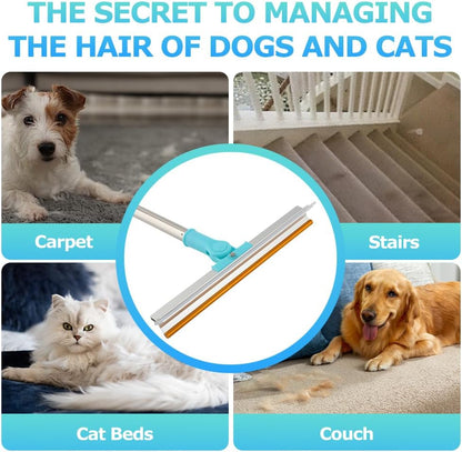 Kakalote Carpet Rake for Pet Hair Removal, 20"- 55" Adjustable Long Handle Cat Dog Fur Rakes Scraper Carpet Broom for Carpets, Rugs, Mats, with 2pcs Hair Shaving Comb(3pc Sets)