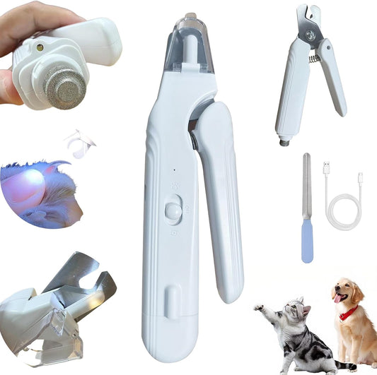 Dog Nail Clippers with LED Lights Low Noise Dog Nail Grinder with 3 Grinding Port for Large Medium Small Cats Dogs Pet Nail Trimmer Cutters Rechargeable Cat Nail Clippers