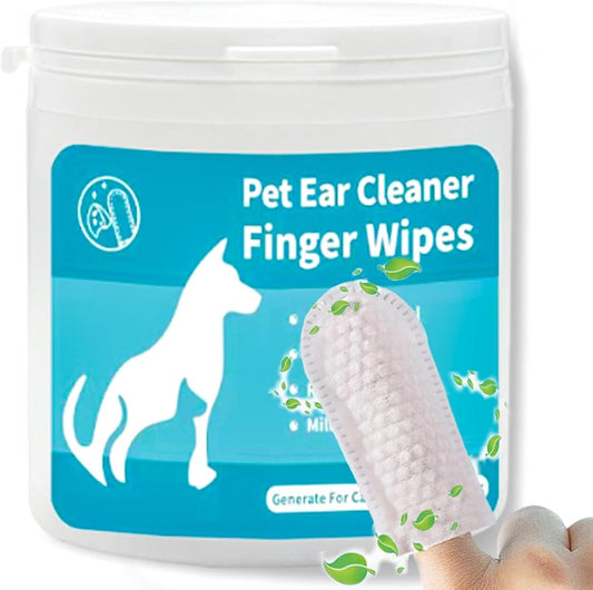 Ear Cleaning Finger Wipes for Dogs and Cats, Ear Soothing Wipes, Ear Cleaner, Relieves Itchy Pet Ears, Removes Ear Wax, Dirt, Soothes and Deodorizes (50 PCS)
