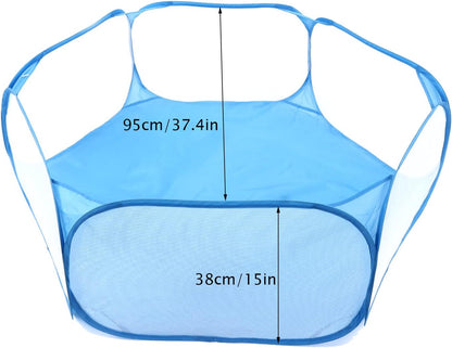 Pet Cage Tent Transparent, Small Animal Playpen Portable, Breathable Mesh Design with Storage Bag, Automatic Opening Pet Enclosure for Hamsters Guinea Pigs Rabbits