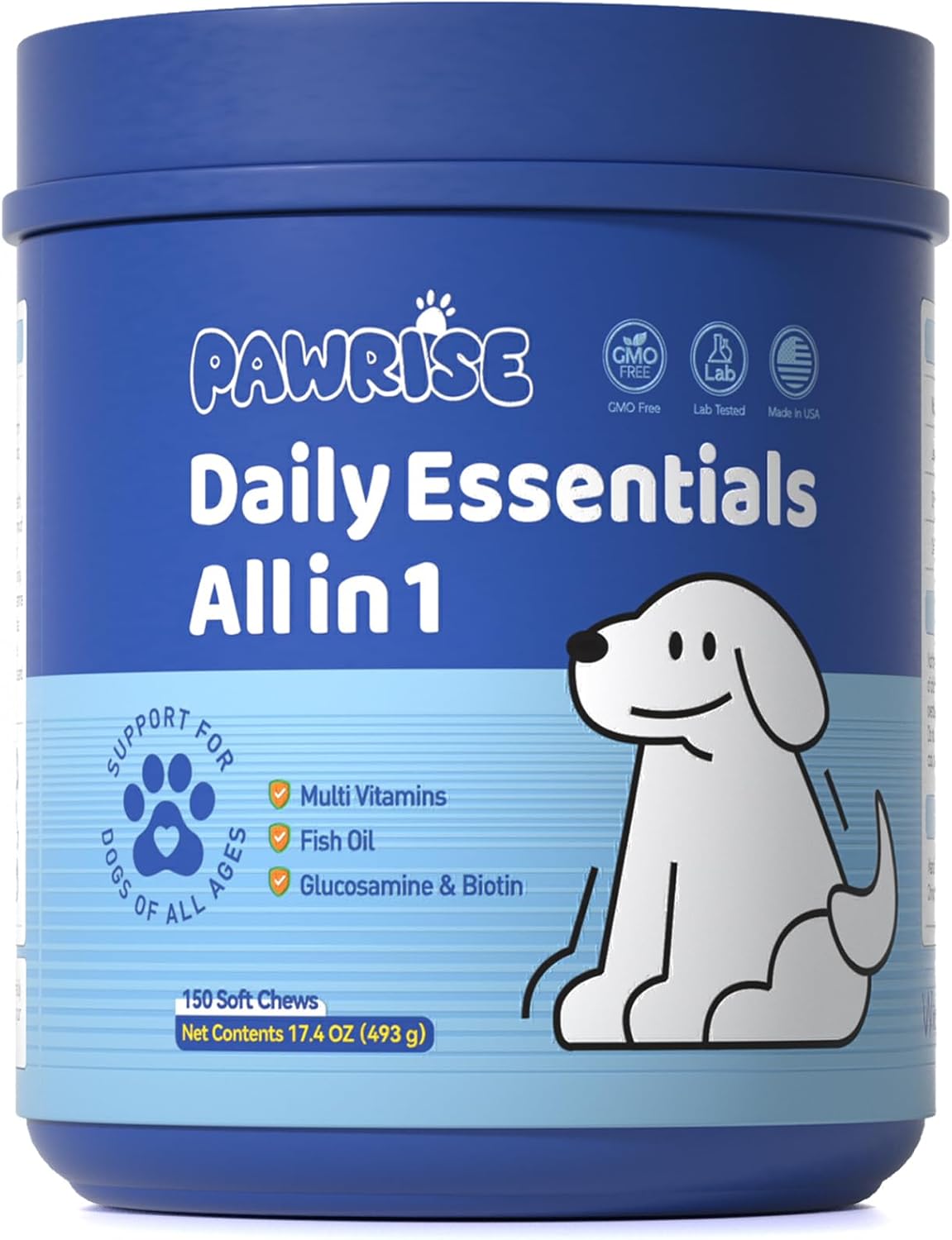 All-in-One Dog Multivitamin – Hip & Joint, Skin, Coat, Digestion & Immune Support – Soft Chews with Biotin, Glucosamine & Omega-3 – 150ct Chicken Flavor | Manufactured in USA