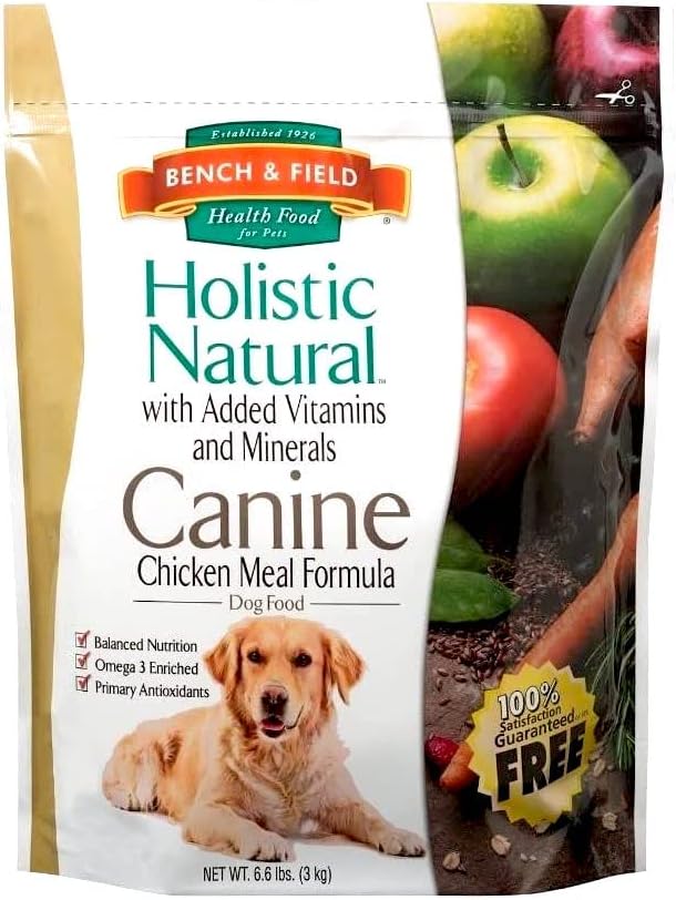 Bench & Field Holistic Natural Adult Dry Dog Food, Chicken Meal and Brown Rice Recipe 6.6 lb Bag (Pack of 1)