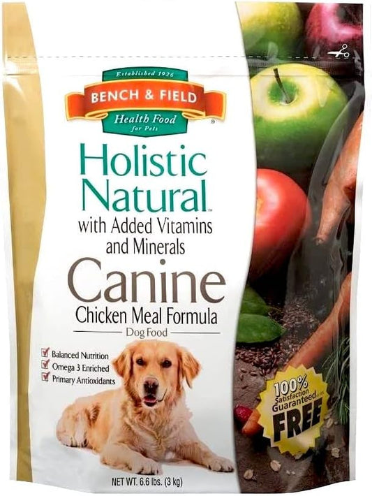 Bench & Field Holistic Natural Adult Dry Dog Food, Chicken Meal and Brown Rice Recipe 6.6 lb Bag (Pack of 1)