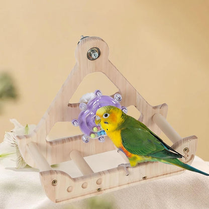 Bird Perch Toy,Wooden Hangable Swing - Bird Toys - for Pets Hummingbirds Backyard Play Enrichment Exercise Climbing Foraging
