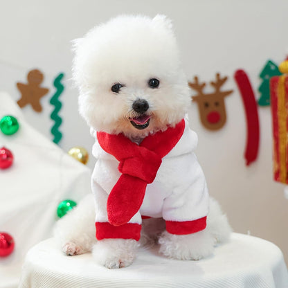 Small Dog Snowman Costume and Scarf, Christmas Pet Snow Hoodie, Xmas Cat Winter Clothes for Teddy, Schnauzers Bichon Frises (X-Large)