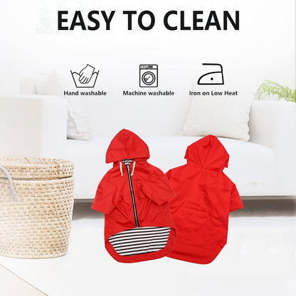 Dog Raincoat rain Jacket Raincoat Dogs Waterproof Small Medium Breeds Zip Closure Storage Pocket Harness Hole Red S