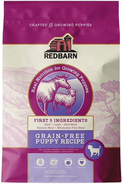 Redbarn Grain-Free Puppy Dry Dog Food Kibble - Beef & Lamb Recipe - Made in USA No Chicken Recipe with Functional Ingredients to Support Healthy Heart, Skin, Coat, Immunity & Digestion - 4lb