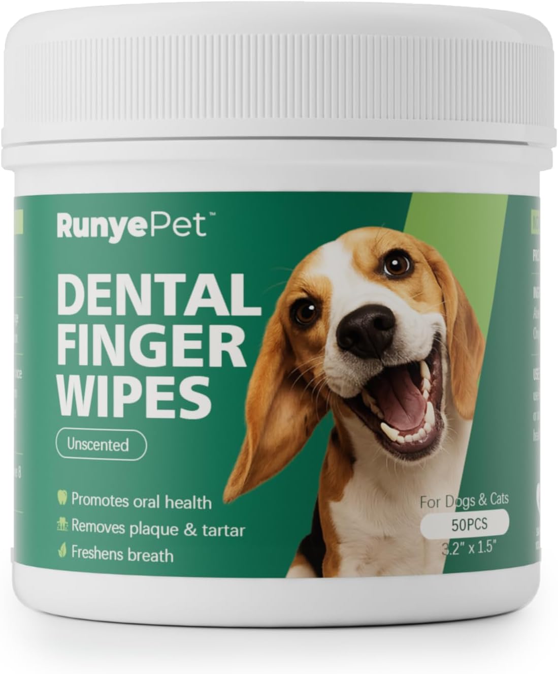 Pet Dental Finger Wipes for Dog & Cats, Remove Bad Breath by Removing Plaque and Tartar Buildup No-Rinse Dog Finger Toothbrush, Disposable Gentle Cleaning & Gum Care Pet Wipes, 50 Counts
