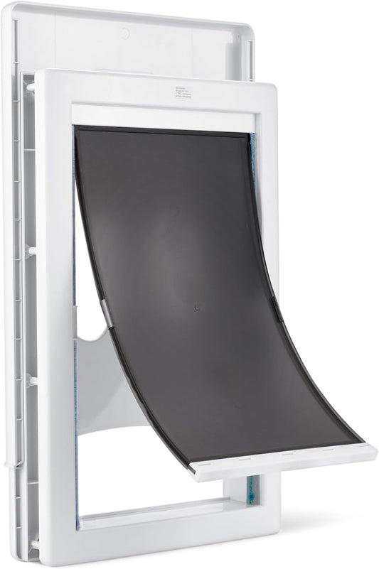 Amazon Basics Adjustable Plastic Dog and Cat Door, Large, 20.00’’ x 13.31’’ x 4.45’’, White and Grey