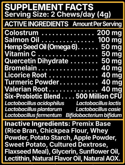 Dr. FD’s ProImmunix – Immune & Allergy Support for Dogs | Probiotic + Colostrum for Gut Health, Seasonal Itch & Skin Comfort | Natural Beef Flavor | 120 Soft Chews