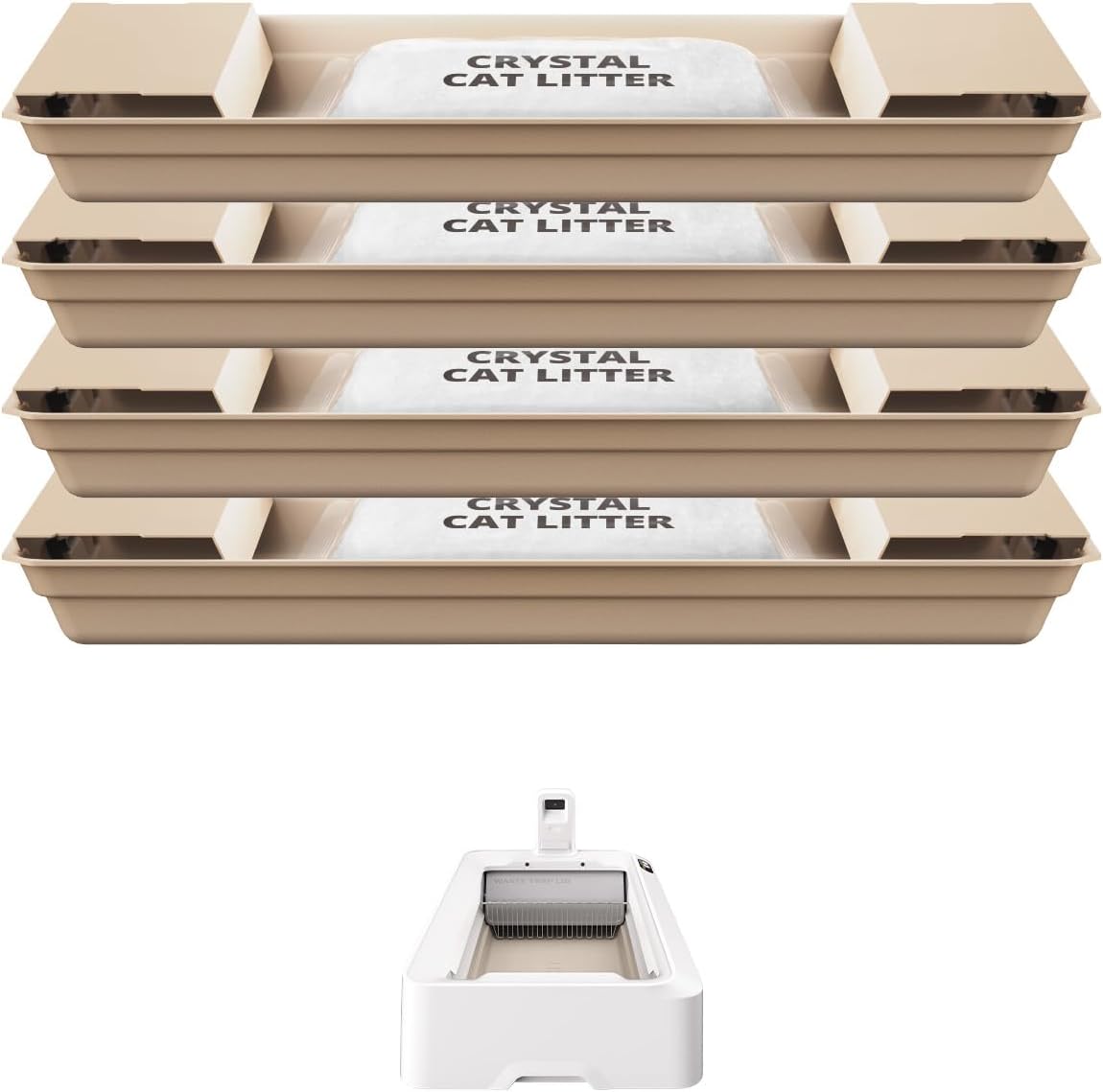 PETKIT Crystal Cat Litter with Tray, Suitable for Purobot Crystal Duo Self Cleaning Cat Litter Box, Dust-Free Mess-Free No Refilling, Odor Control, 6.79lbx4 Packs Packs