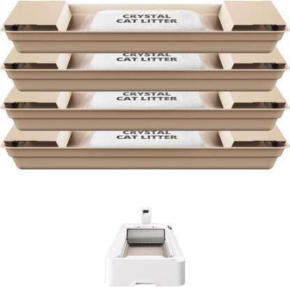 PETKIT Crystal Cat Litter with Tray, Suitable for Purobot Crystal Duo Self Cleaning Cat Litter Box, Dust-Free Mess-Free No Refilling, Odor Control, 6.79lbx4 Packs Packs