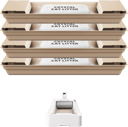 PETKIT Crystal Cat Litter with Tray, Suitable for Purobot Crystal Duo Self Cleaning Cat Litter Box, Dust-Free Mess-Free No Refilling, Odor Control, 6.79lbx4 Packs Packs