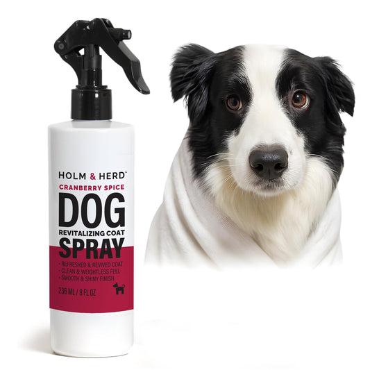 Holm & Herd Dog Perfume Spray – Deodorizing Coat Spray for Dogs that Hydrates & Enhances Shine – Dog Cologne & Leave-in Conditioner – Cranberry Spice 8oz