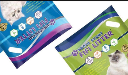 FIFI Litter®15-lbs. 99.9% Dust-Free, Non-Tracking,All Natural,Premium Multi-Cat Formula,Bentonite/Carbon/Silica, Hypoallergenic,Quick Clumping, Odor Control, Super Absorbent, Unscented.