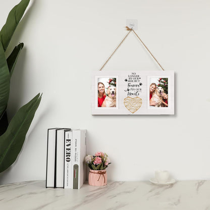 Dog Memorial Gifts for Loss of Dog, Pet Sympathy Gifts for Dogs Cats Owners Pet Memorial Frame for Loss of Dogs, White Pet Remembrance Frame for Double Picture 4×6 IN