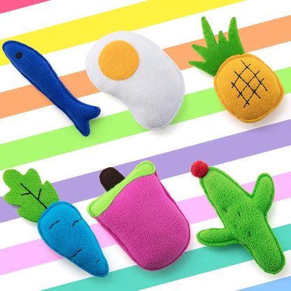 AWOOF Catnip Toys for Indoor Cats, 6 Pack Cat Chew Toys Plush Interactive Cat Kicker Toy for Indoor Kitten Exercise for All Breeds