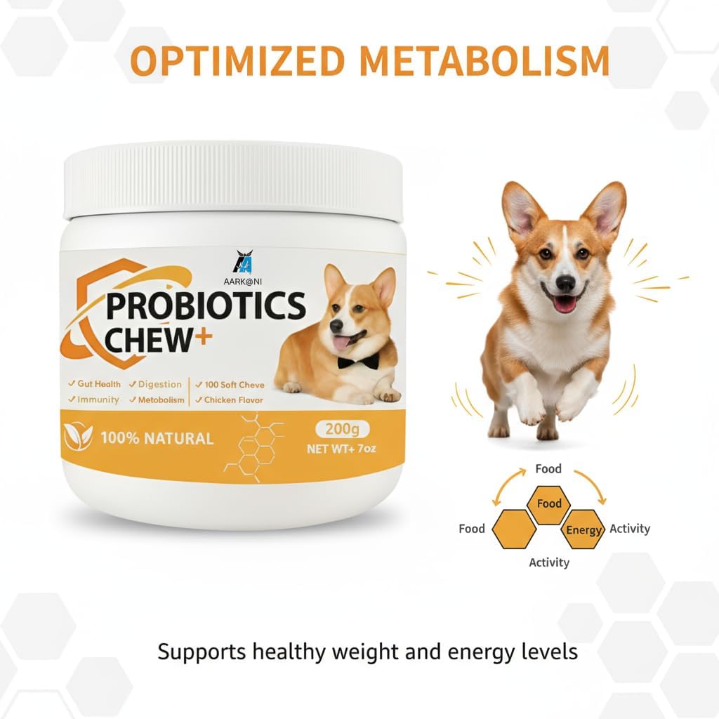 Aarkani Probiotics Chew+ – Natural Digestive & Immune Support for Dogs | 100 Soft Chicken-Flavored Chews