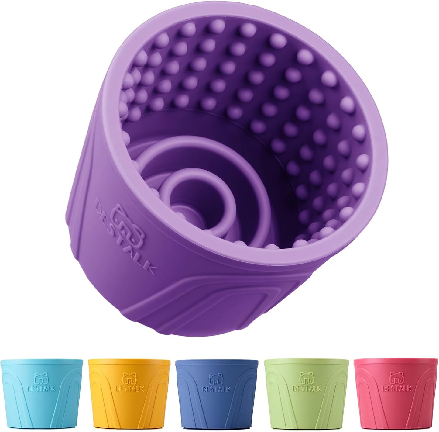 Dog Lick Bowl, Bestalk Anxiety Relief Slow Feeder Dog Freeze Mat Treat Dispenser, Non-Slip Licking Bowl Enrichment Toys for Small Medium and Large Breed Dogs, BPA Free Silicone(Purple,M-L)