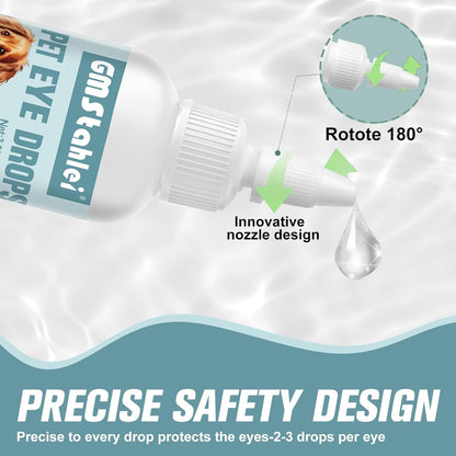 Pet Eye Drops for Dogs & Cats – Soothe Eye Infections,Allergies, Relieve Dogs Cats Dry Eyes Pink Eyes,Eye Wash for Pet Cleaning,Tear Stain Remover,Safe & Gentle Formula for All Animals (100ML)