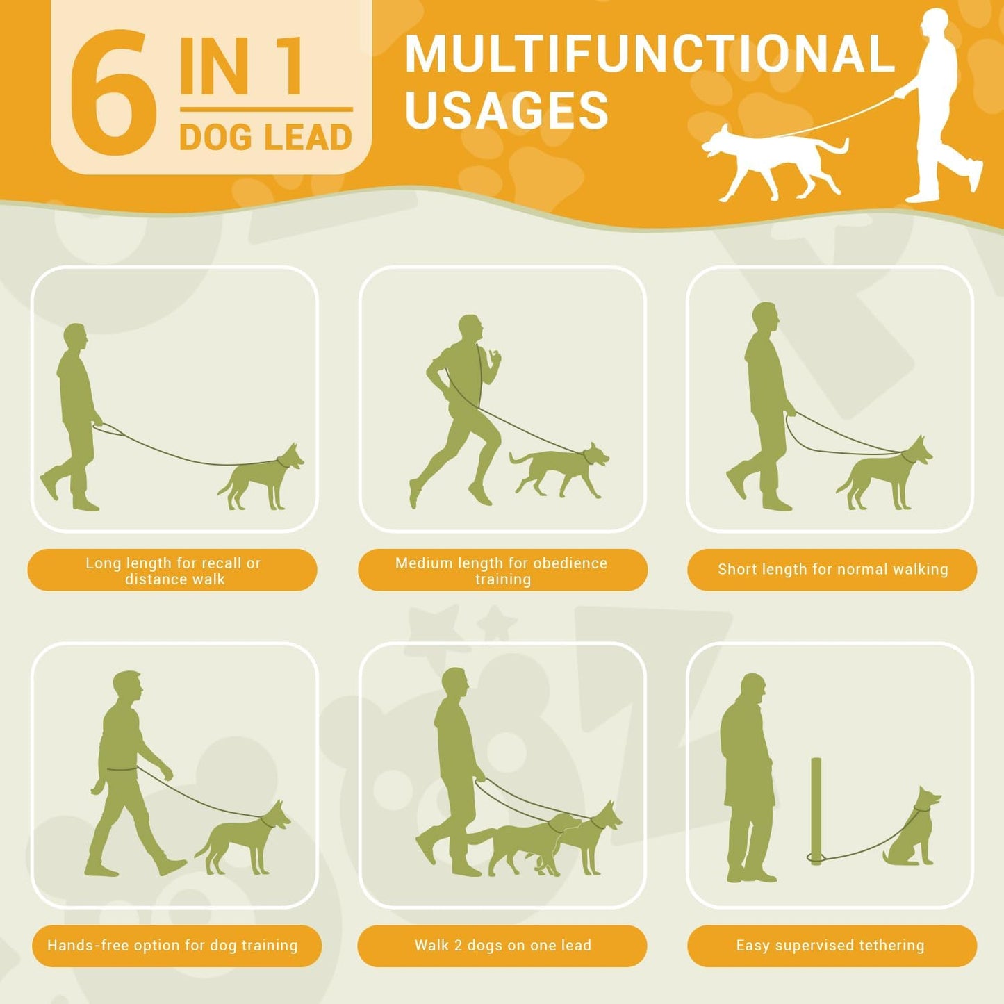 Hands Free Dog Leash with Waist Belt & Adjustable Multi-Function 9.8FT Long Dog Lead, Heavy Duty Waist Leash for Running, Walking, Jogging and Hiking