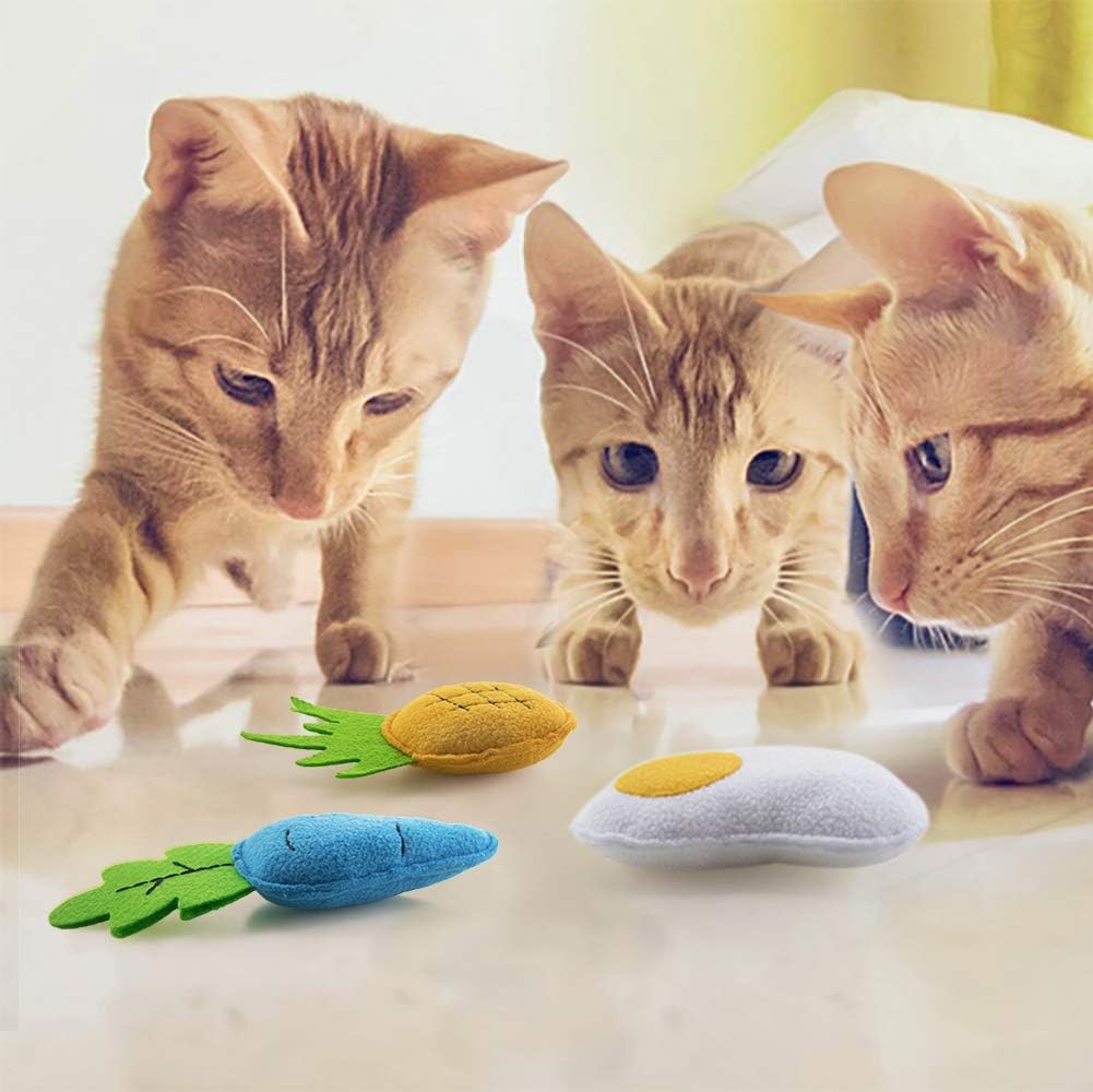 AWOOF Catnip Toys for Indoor Cats, 6 Pack Cat Chew Toys Plush Interactive Cat Kicker Toy for Indoor Kitten Exercise for All Breeds