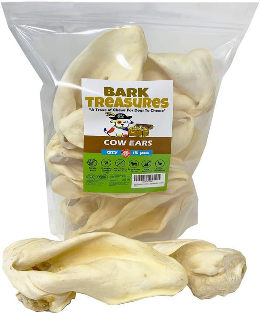 Cow Ears Dog Treats (15 Pack) - Whole Thick Cow Ear Dog Chews - Safe Rawhide Alternative - Cow Ears for Dogs