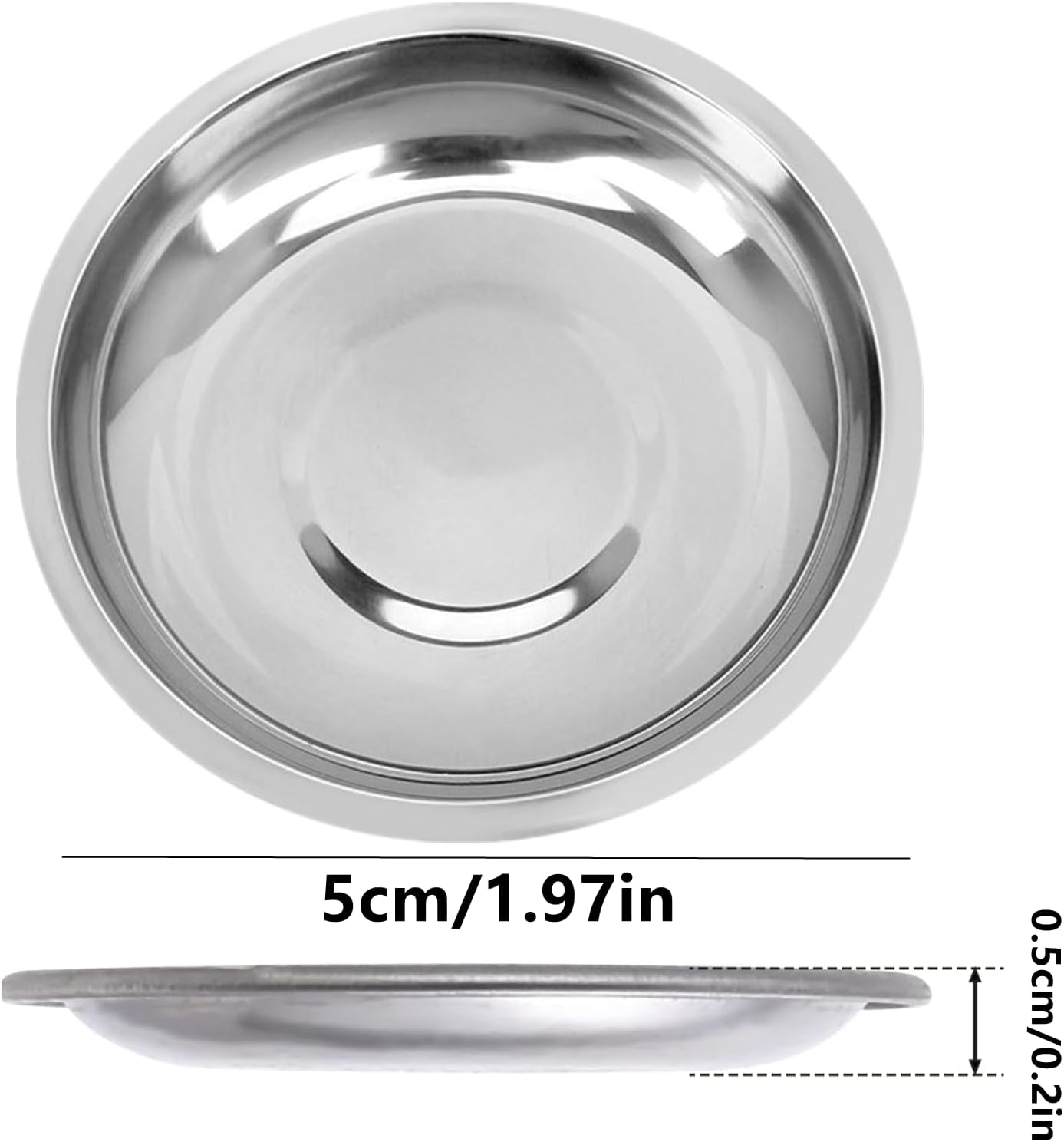 8 Pcs 2.5in Stainless Steel Hermit Crab Feeding Dishes - Food & Water Bowls for Snail, Gecko, Insect & Reptile Terrarium Use