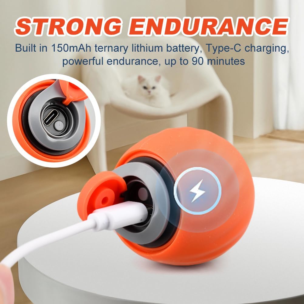 2pcs Interactive Cat Toys, Speedy Tail Cat Ball Automatic Moving Ca-t Toys Ball for Indoor Pet, Electronic Rolling Pet Chase Toy