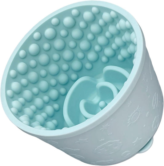 2-in-1 Licking Toy & Silicone Slow Feeder Bowls with Suction Cup - Non-Slip Mat for Bored Small Breed Dogs, Anxiety Relief, Anti-Choking (4.3" x 2.9", Mint Green)