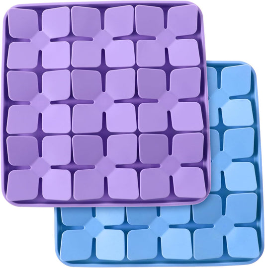 2 Pcs Silicone Snuffle Lick Mat for Dogs, 8 x 8 Inch with Suction Cups, Slow Feeder Puzzle Toy for Mental Stimulation Anxiety Relief, Blue & Purple