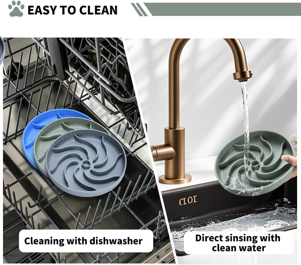 Silicone Slow Feeder Dog Bowls,Puzzle Dog Feeding Bowls with Suction Cups,Healthy Eating,Slow Feeding Anti Slip Design for Small and Medium-Sized Dogs, Dishwasher and Microwave Safe (Grey Green)