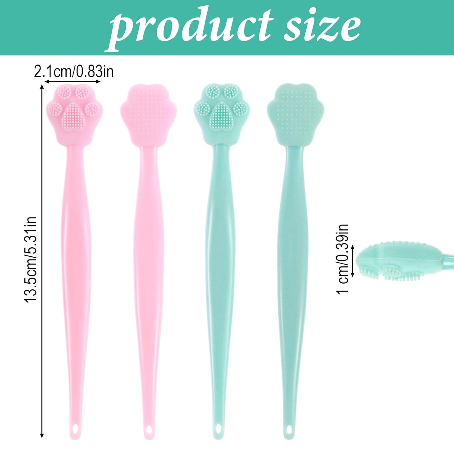 4PCS Cat Chin Acne Brush,Black Seed Soft Silicone Cat Acne Chin Scrubber, Cats Chins Cleaner Acnes Chins Treatment, Cats Brush for Feline Blackhead Removal (Pink & Green)