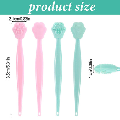 4PCS Cat Chin Acne Brush,Black Seed Soft Silicone Cat Acne Chin Scrubber, Cats Chins Cleaner Acnes Chins Treatment, Cats Brush for Feline Blackhead Removal (Pink & Green)