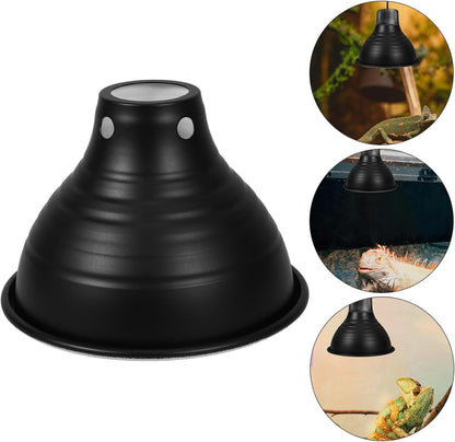 Reptile Lamp Shade Heat Lamp Protector 5.5-Inch Reflective Lampshade Black Exterior White Interior for Reptile Habitat Heating in Terrariums