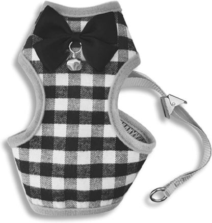 Cat Harness,Pet Escape Proof Walking Vest Strap,Adjustable Breathable Cat Vest Harness Jacket,Cat Clothes (Black, M)