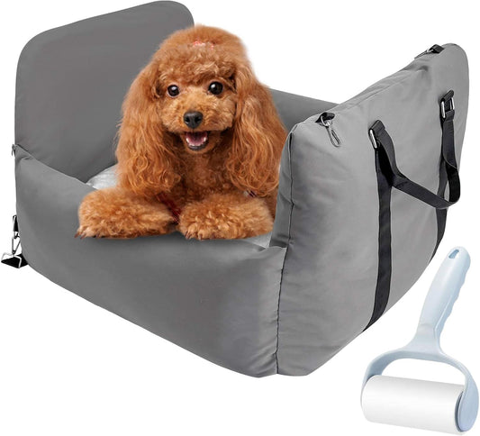Dog Car Seat for Small Dogs– Waterproof Booster Seat with Memory Foam Cushion, Clip-On Safety Leash, Fits Front & Back Seat, Travel Carrier Bed, up to 25lbs