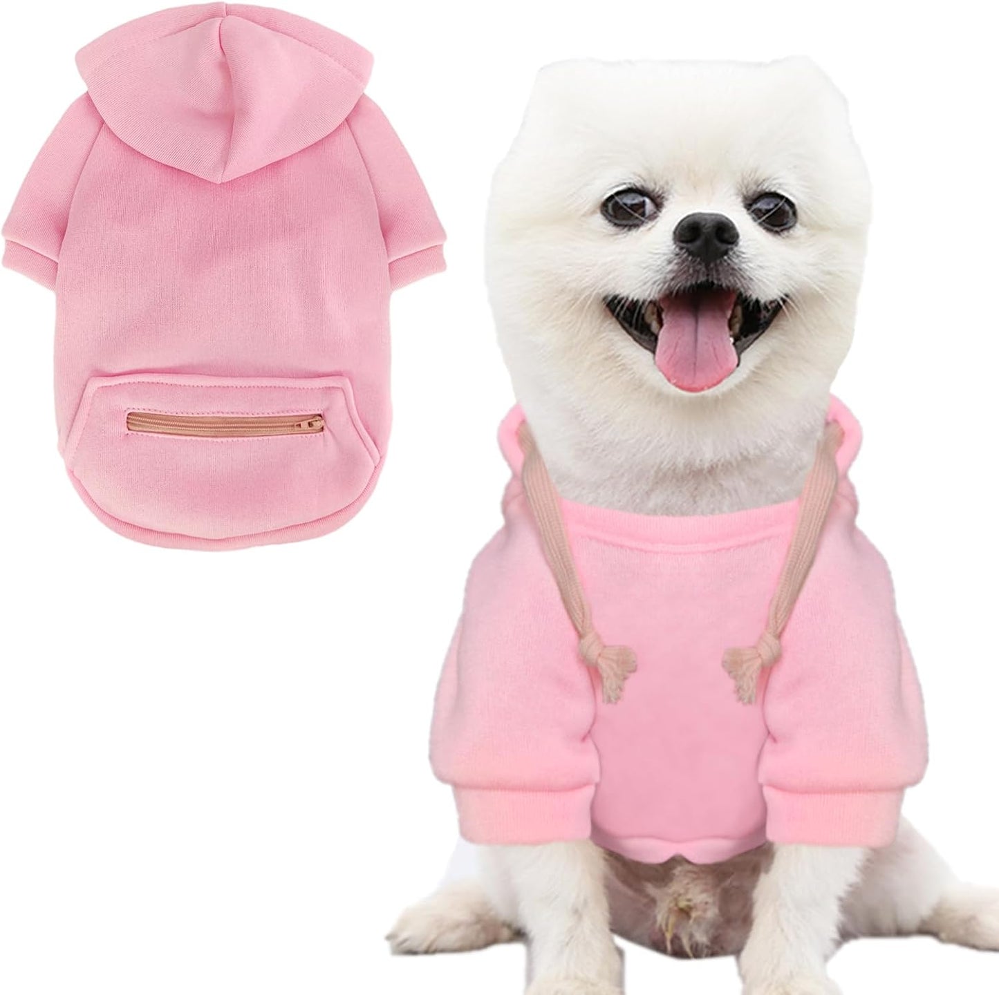 Jecikelon Pet Dog Cold Weather Coat with Pocket Winter Dog Hoodie Warm Puppy Clothes for Small Dogs Chihuahua Clothing (Pink2, Medium)
