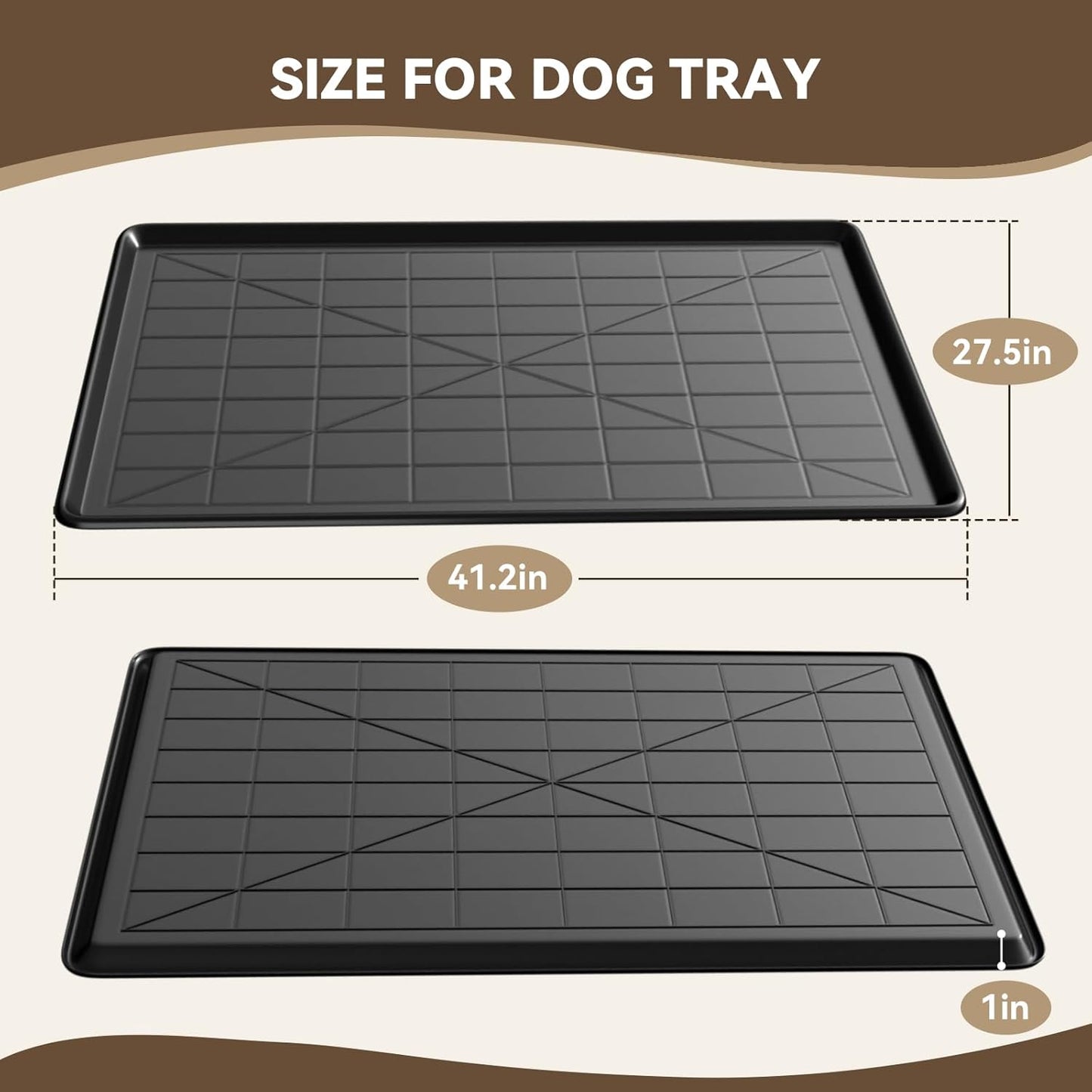 41.1" 2PC Dog Crate Tray Replacement fit for Metal Dog Crate Dog Cage Pans Plastic Tray