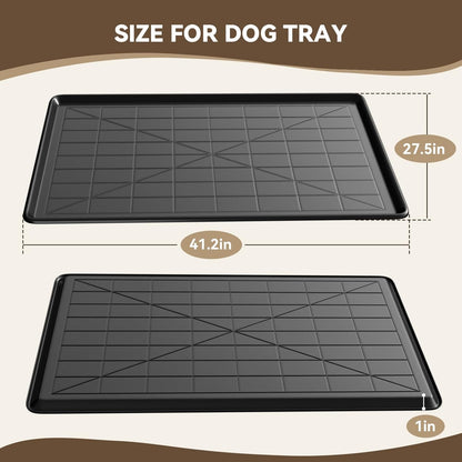 41.1" 2PC Dog Crate Tray Replacement fit for Metal Dog Crate Dog Cage Pans Plastic Tray