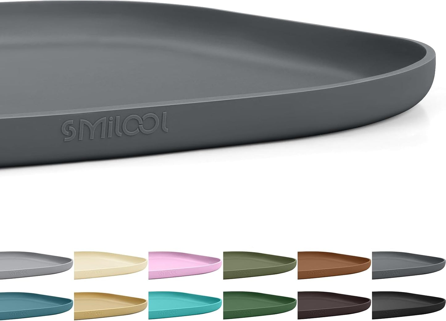 Small Silicone Pet Food Mat with Raised Edge for Food and Water Bowl, Square Dog Feeding Mats, Cat Food Trays for Floor Waterproof, Rubber Tray for Dogs and Cats, 12 x 12 x 0.7 Dark Grey