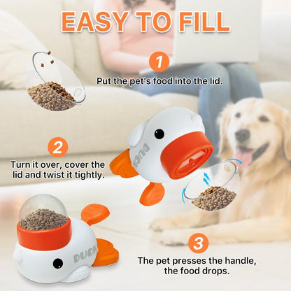 Dog Slow Feeder Puzzle Toy, 2-in-1 Interactive Duck Shaped Puppy Treat Feeding Food Dispenser Mental Stimulation Toys for Small & Large Cats Dogs