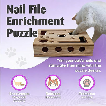2026 New Cat Scratch Puzzle Enrichment Box: Nail File Stress Free Alternative to Clippers and Grinders, Cat Nail File Enrichment Box with Sandpaper Inside Bell Ball for Indoor (2pcs-B)