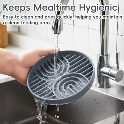 Slow Feeder Dog Bowls, Silicone Slow Feeder for Dogs & Puppies, Dog Puzzle Bowl with Suction Cup for Anxiety Relief, Slow Eating, Dishwasher Fit, for All Breed, Grey