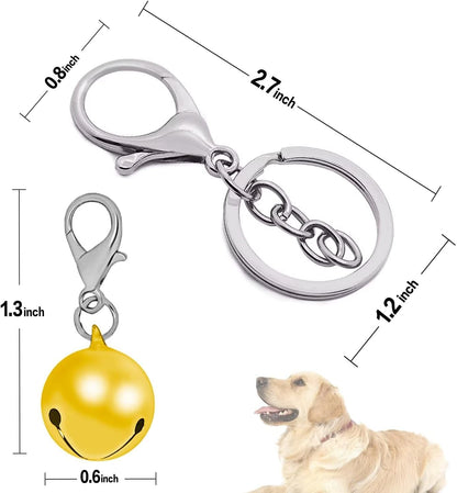 Pet Bells for Dog Cat Collar 6 pack,Charm Pet Pendant Accessories with1 Pack Stainless Steel Keychain